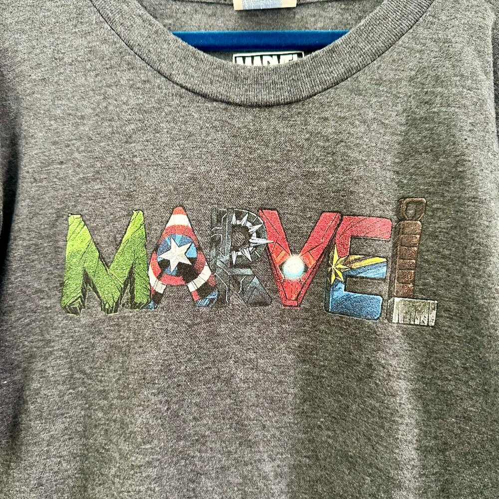 Marvel Avengers Logo Graphic Tee - Character Font Design - Gray - Kids 8-10
